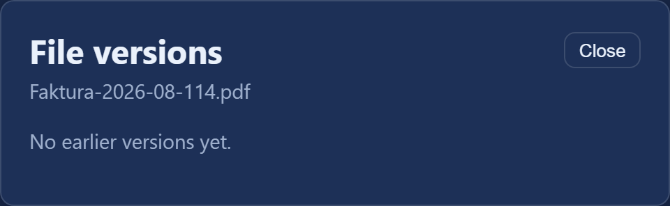 The file versions window with the version list and the "Restore" button